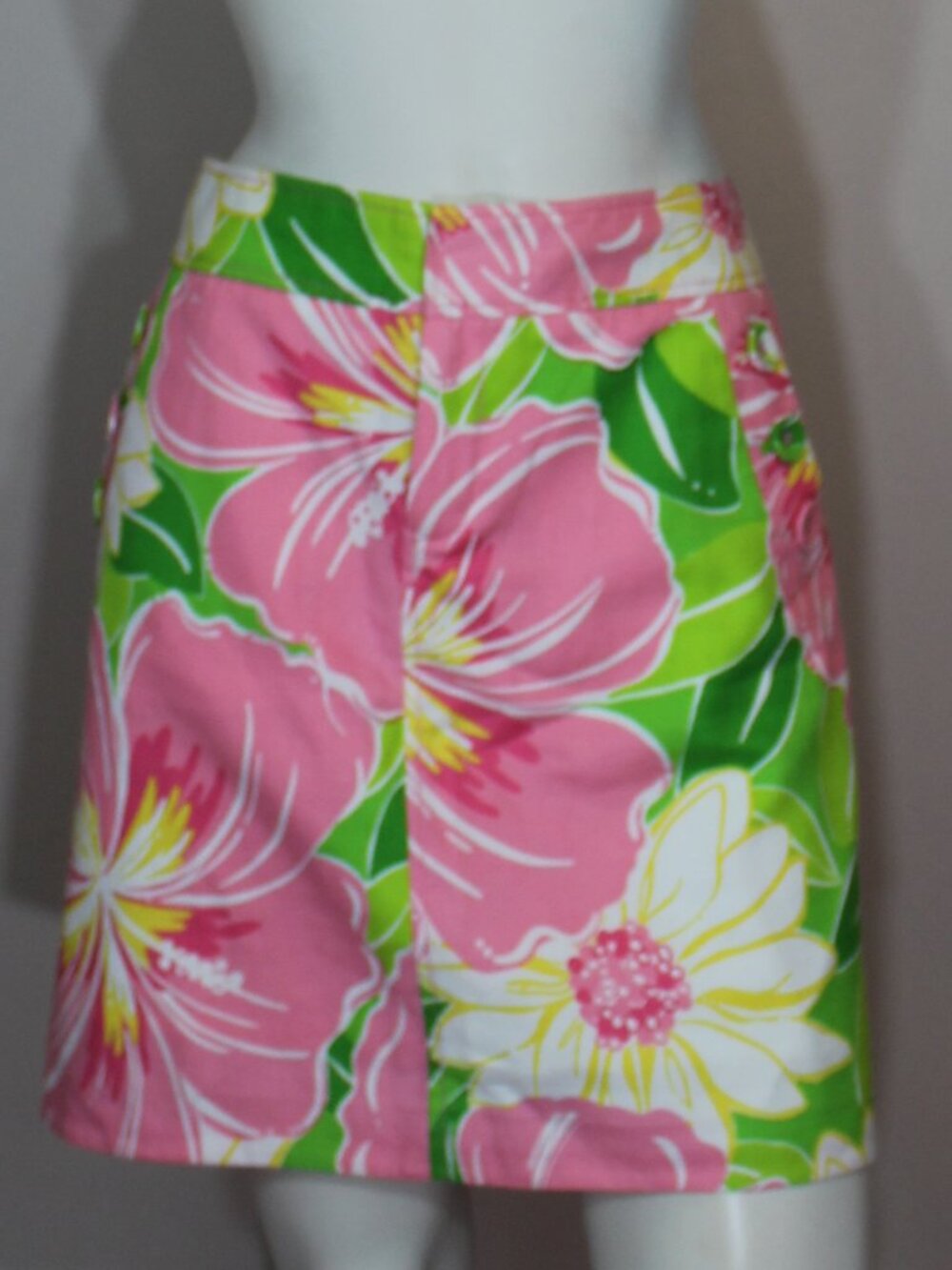Lily Pulitzer Pink Green Tropical mini Cotton lined skirt size 10